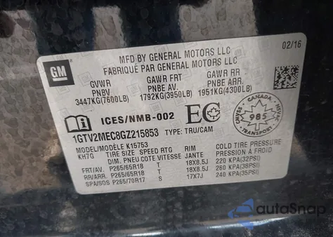 2016 GMC Sierra 1500 Sle z USA, uszkodzony, nr VIN 1GTV2MEC8GZ215853